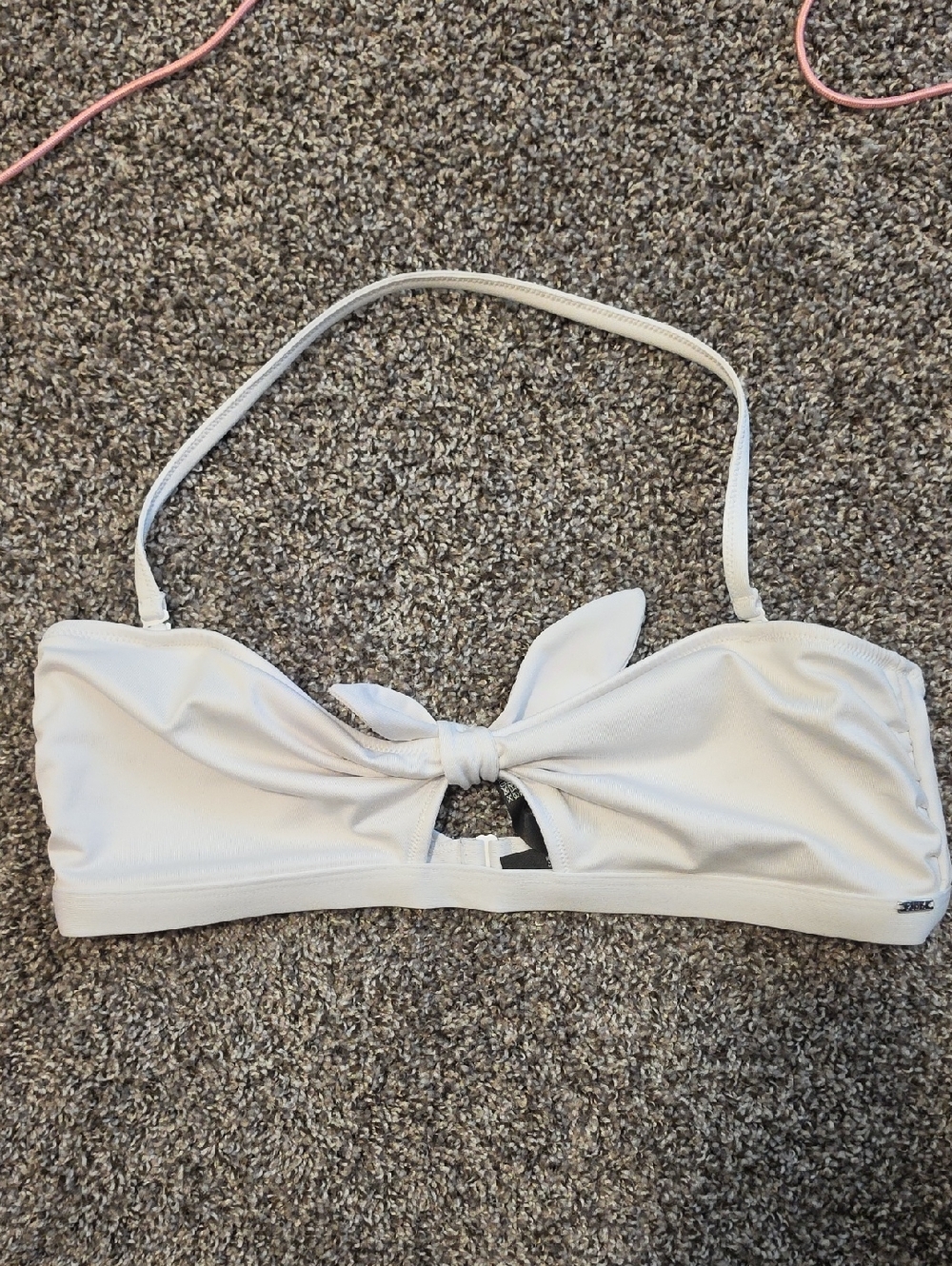 Victoria's Secret PINK White Bandeau Bikini Top with Removable Strap XL